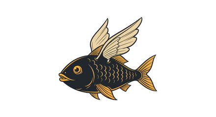 Fototapeta premium Black flying fish with orange fins.