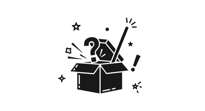 Black question mark in a box.