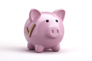 Obraz premium A 3D render of a 'cost-effective' concept, perhaps a piggy bank with a checkmark, isolated on a plain white background.