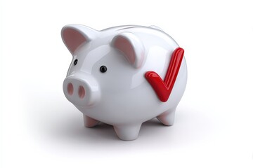 A 3D render of a 'cost-effective' concept, perhaps a piggy bank with a checkmark, isolated on a plain white background.