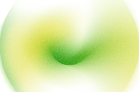 Abstract yellow, green blurred lens flare gradient flowing bubble or circle with grain texture, isolated dusty brush texture PNG. Iridescent smooth noise design element, transparent background.