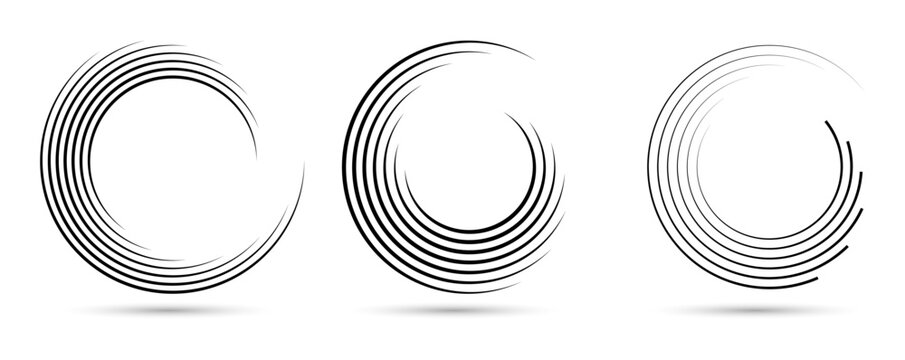 Concentric circles, concentric rings. Abstract radial graphics