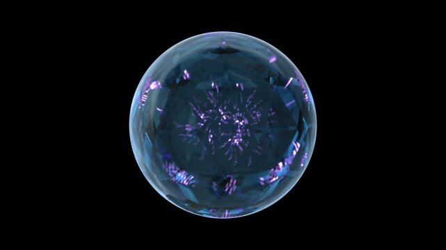 Digital Network Sphere with Glowing Particles on Transparent Background and Seamless Loop