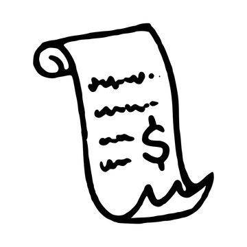 Minimalist Receipt Shopping Invoice Icon. Simple Line Art Symbol for Business Transaction and Financial Billing Record Branding.