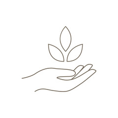 Leaf care environment grow logo design vector