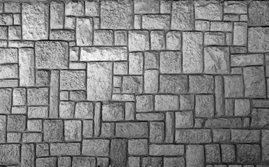 Set stone wall from bricks, rock, game background in decorative style, seamless textured surface road wall fence floor flooring material Seamless gray cobblestone wall background texture. natural rock