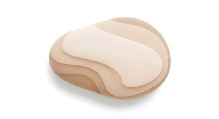 A beige and cream colored abstract object on a white background