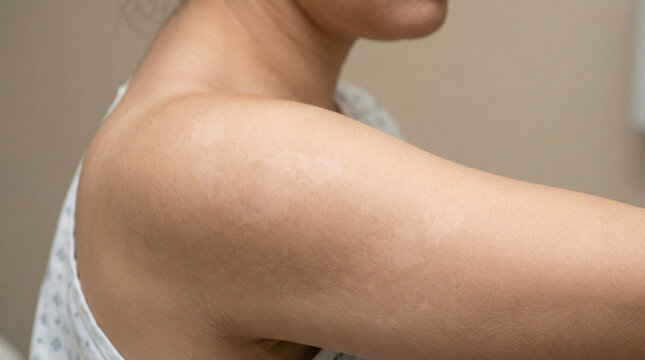 Mild Tinea Versicolor on Shoulder &ndash; Fungal Skin Condition Concept