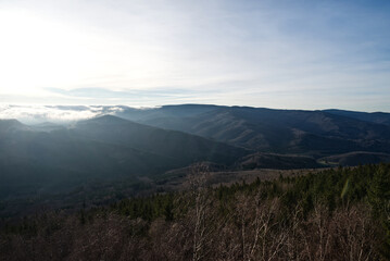 Fototapeta premium View from Medvedi kamen viewpoint in Rychlebske hory mountains in Czech republic