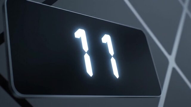A close-up view of a digital clock display showing 11 o'clock with glowing numerals on a dark background