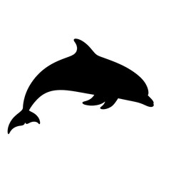 Fototapeta premium Black silhouette of a dolphin swimming.