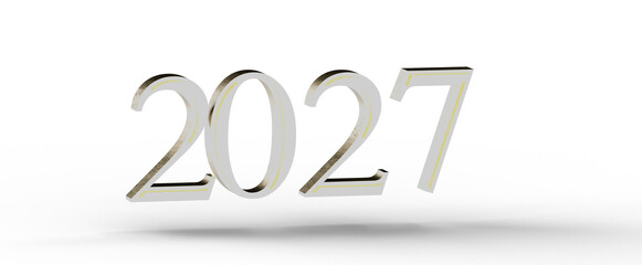 2027 Year illustration. Elegant 3D rendering with futuristic design. Perfect for new year greetings and financial projec © vegefox.com