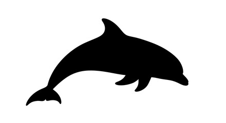 Fototapeta premium Black silhouette of a dolphin swimming.