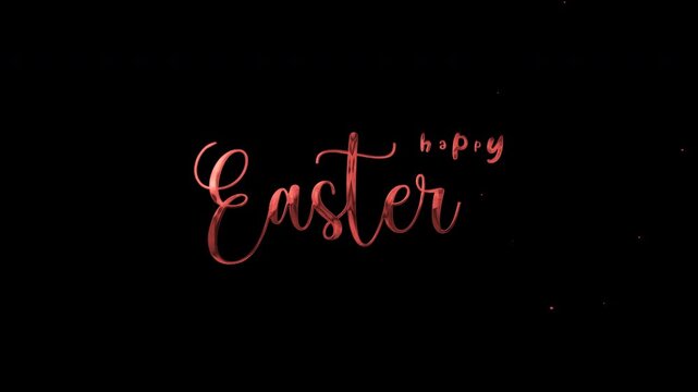 Happy Easter text animation on transparent background.
