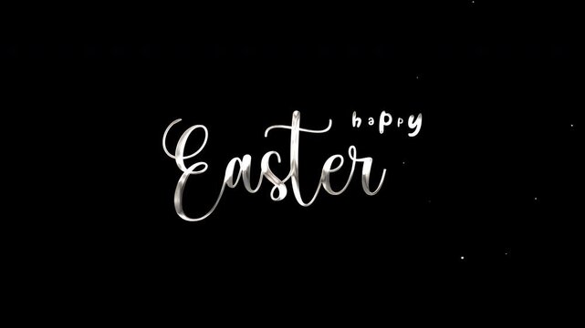 Happy Easter text animation on transparent background.
