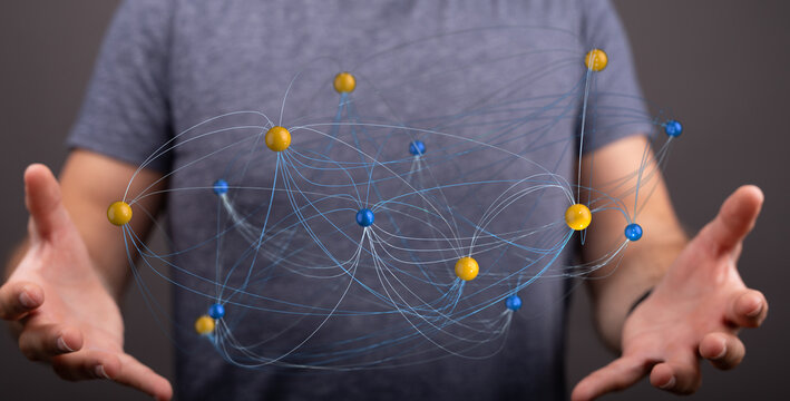 Close up shot of person holding a network, perfect for business, technology, communication, and global connection conce