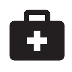 Obraz premium First Aid Kit Box Icon with Red Cross, Symbol for Medical Assistance and Emergency Healthcare