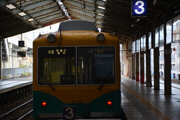停車中の地方鉄道の電車