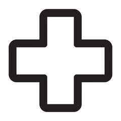 Obraz premium Minimalist Red Hospital Cross Icon symbolizing emergency services, medical treatment, and wellness. Simple vector graphic.