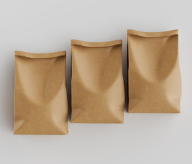 3D render coffee pouch for mockup collection