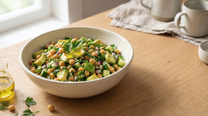 Healthy minimal food composition on pastel background