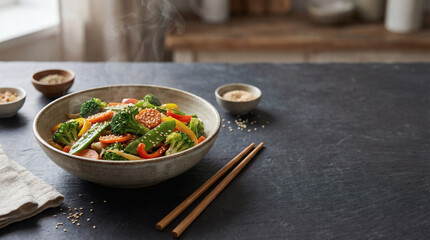 Healthy minimal food composition on pastel background