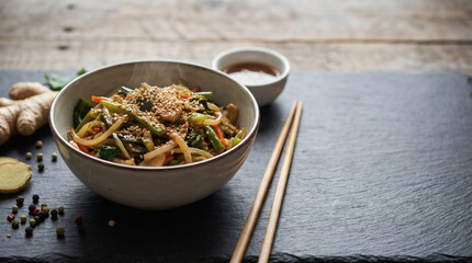 Healthy minimal food composition on pastel background