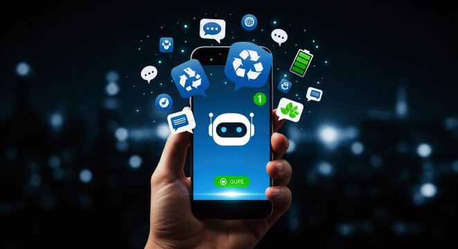 Smartphone with social media icons floating around