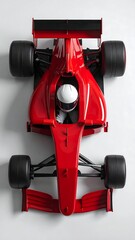 Obraz premium A red race car viewed from above with a driver