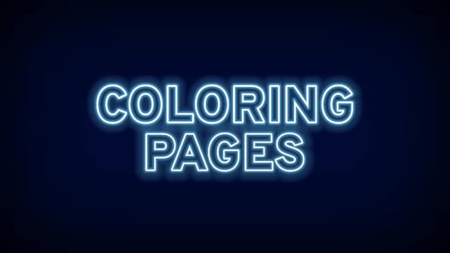 Coloring Pages Neon Blue Glowing Text Graphic Design