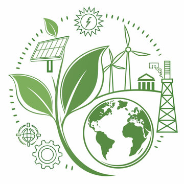 A vibrant illustration showcasing sustainable living concepts like renewable energy green growth and environmental responsibility for a better future