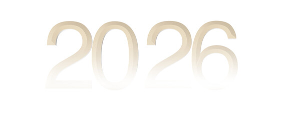 2026 year typography design isolated on white background. New year, future, time, anniversary, celebration. For banners,
