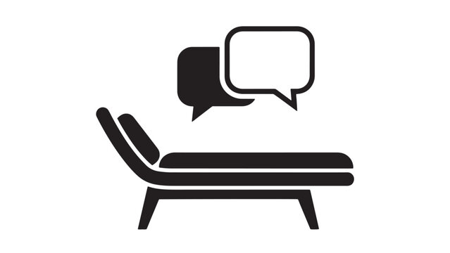 Therapy Couch and Speech Bubble Icon, Psychotherapy Session and Counseling Consultation Illustration