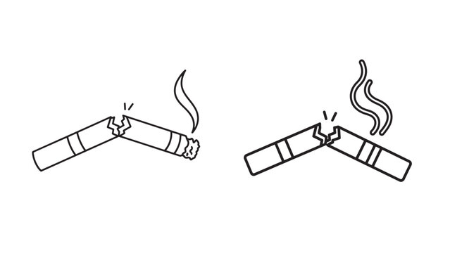 Smoking Cessation Illustration Broken Cigarette Visual Representing Tobacco Control Public Health Campaigns and Preventive Care Investment