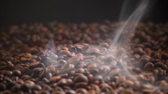 Brown Coffee beans with steam loop