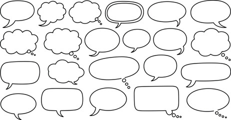 Fototapeta premium Assortment of blank speech and thought bubbles in outline form speech bubble comic