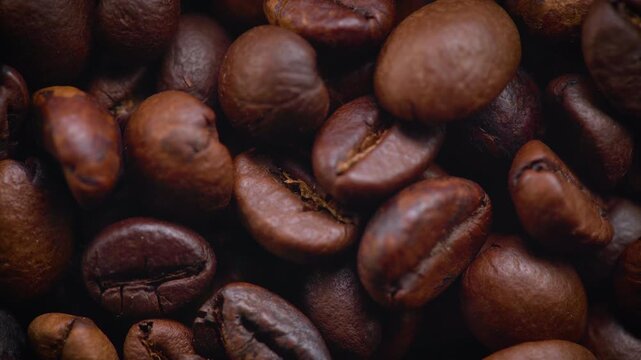 Close up of roasted coffee beans