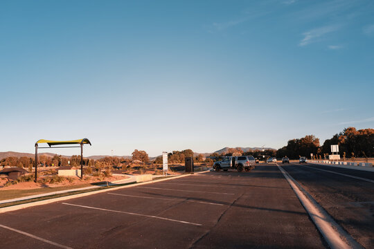 Cars parked and light traffic in regional New South Wales sporting complex