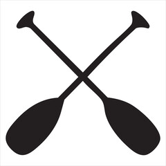 Crossed oars silhouette vector, Two boat paddles silhouette vector, Canoe oars symbol