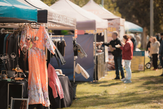 People shopping at an outdoor market