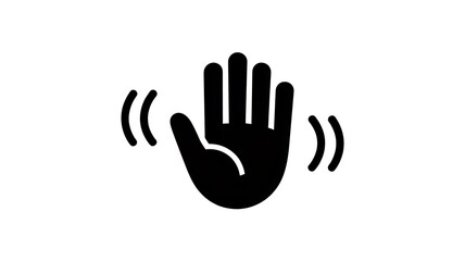 Obraz premium Black and white icon of a hand waving with motion lines indicating movement