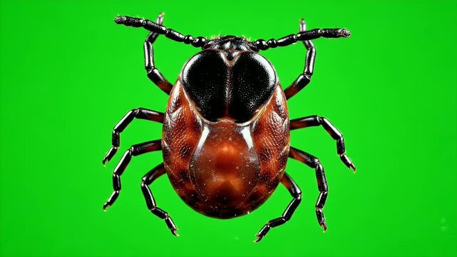 Realistic Tick Insect Full Body Idle Stance with Subtle Pulsing Body on Green Screen Background