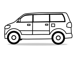 Minivan car coloring pages, for coloring activity with transportation theme.