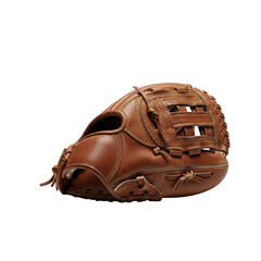 Brown baseball glove on a white background