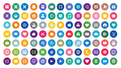 Social Media Circle Button Icon Set 2026 Flat Vector Collection