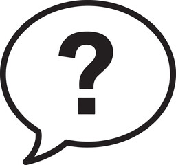 Black question mark inside a speech bubble icon symbol