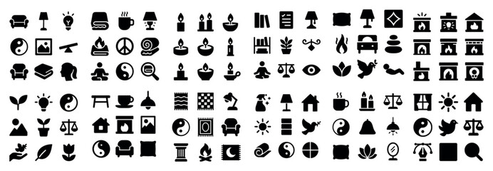 Obraz premium Grid of home and relaxation symbols.