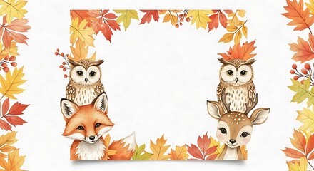 Naklejka premium Editable animal and forest frame 