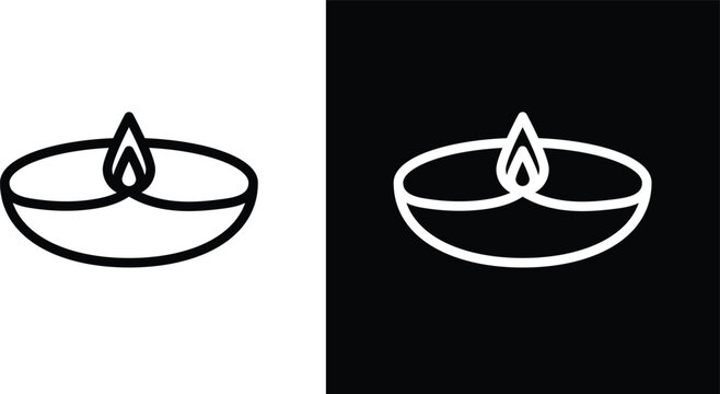Diya icon pack in black and white colors