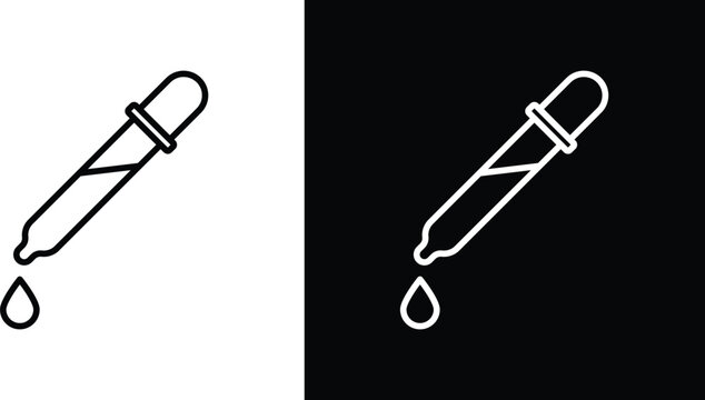 Dropper pipette icon pack in black and white colors